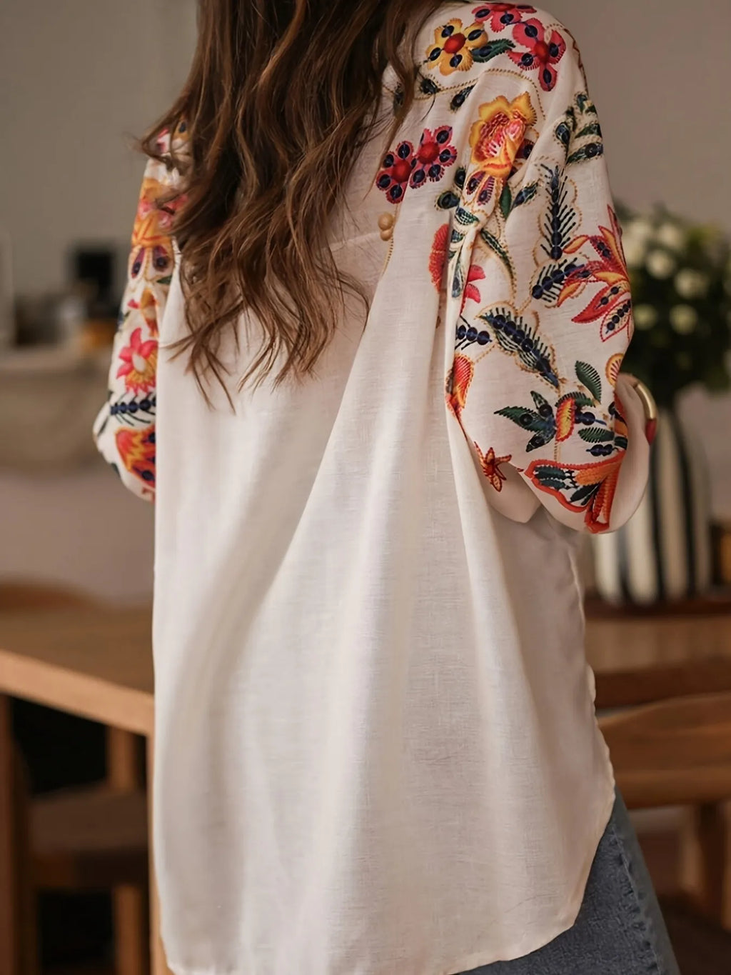 Floral Button Up Long Sleeve Shirt.