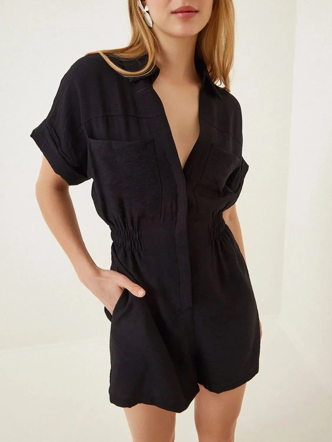 Johnny Collar Short Sleeve Romper.