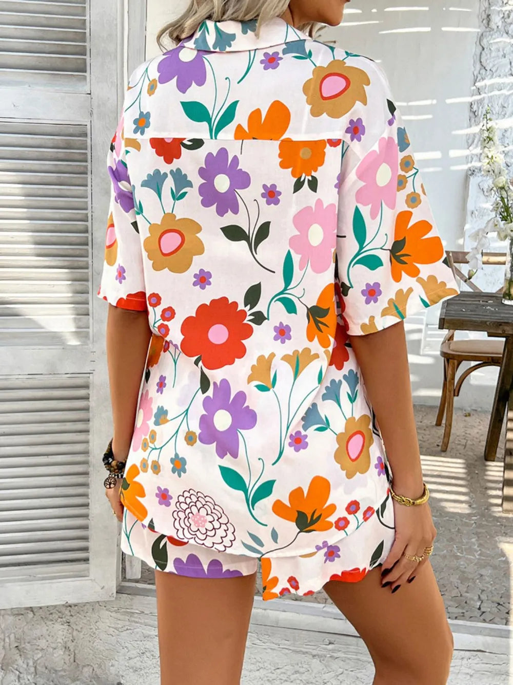 Buttoned Shirt and Shorts Set - CHIC TB