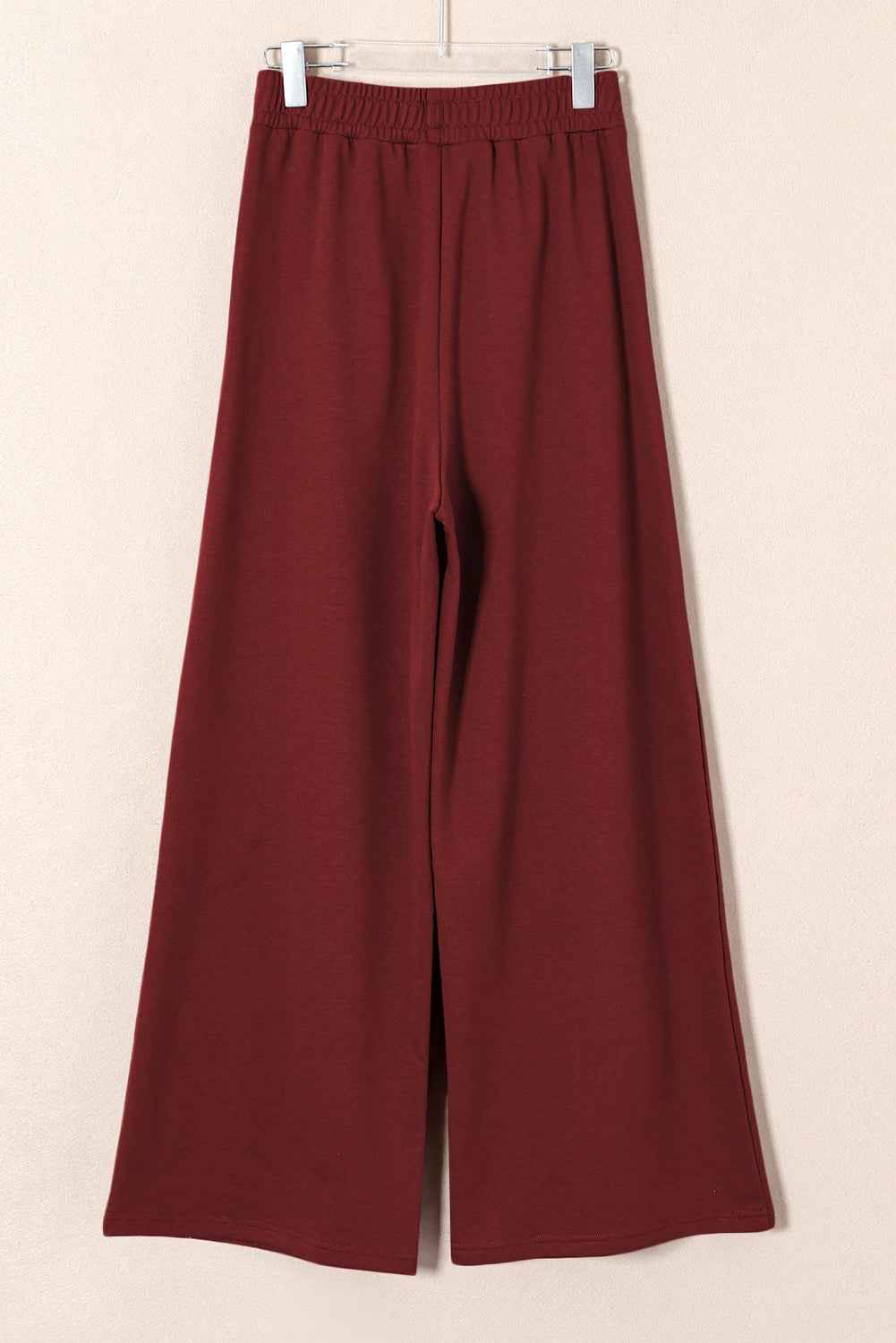 Burgundy Tied Elastic High Waist Pleated Detail Solid Sweatpants