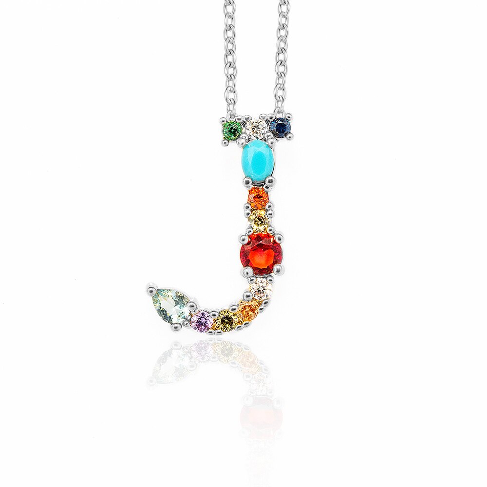 Multicolor charm Gold pendant Necklace micro pave zircon initial 26 letter necklaces Couple Name necklace Christmas gift