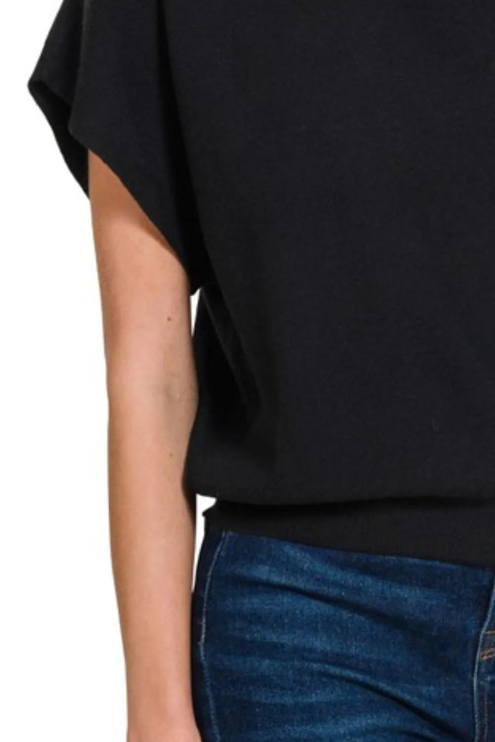 Round Neck Short Dolman Sleeve women Sweater.