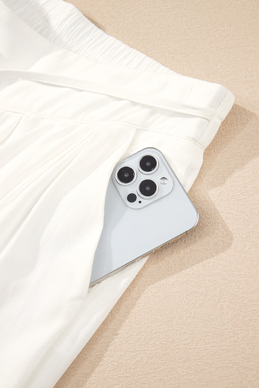 White Solid Drop Waist Pleated Wide Leg Casual Pants Dear-Lover Dropshipping