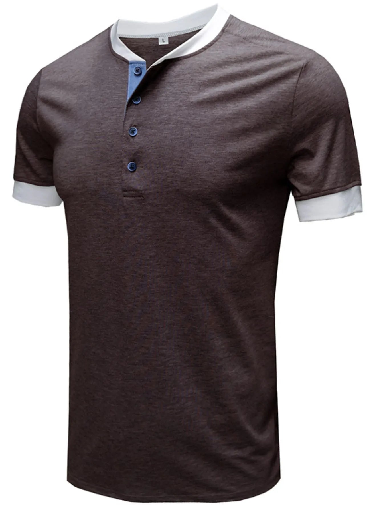 Men's Contrast Trim Henley Top.