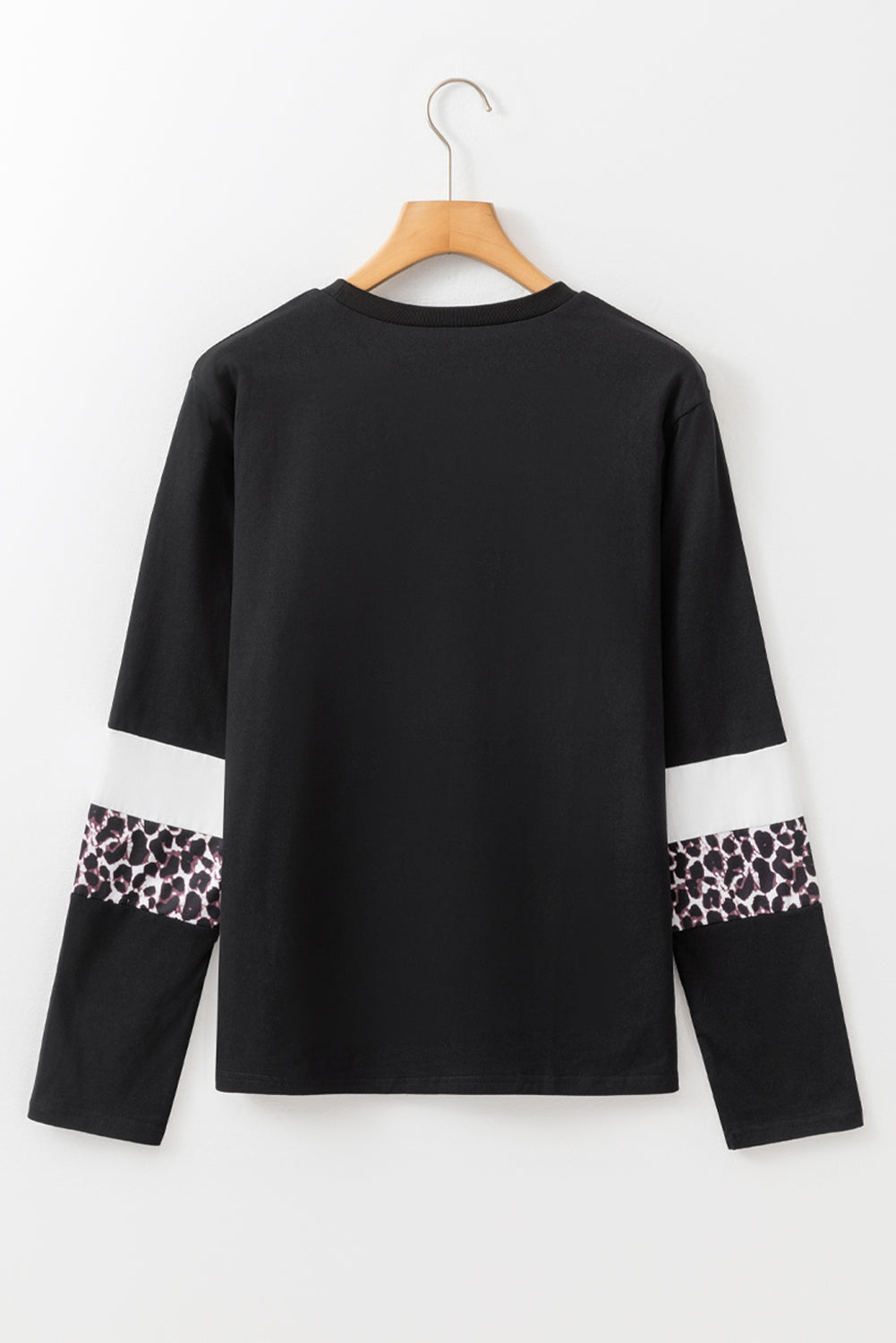 White Leopard Colorblock Patchwork Crew Neck Long Sleeve Tee Dear-Lover Dropshipping