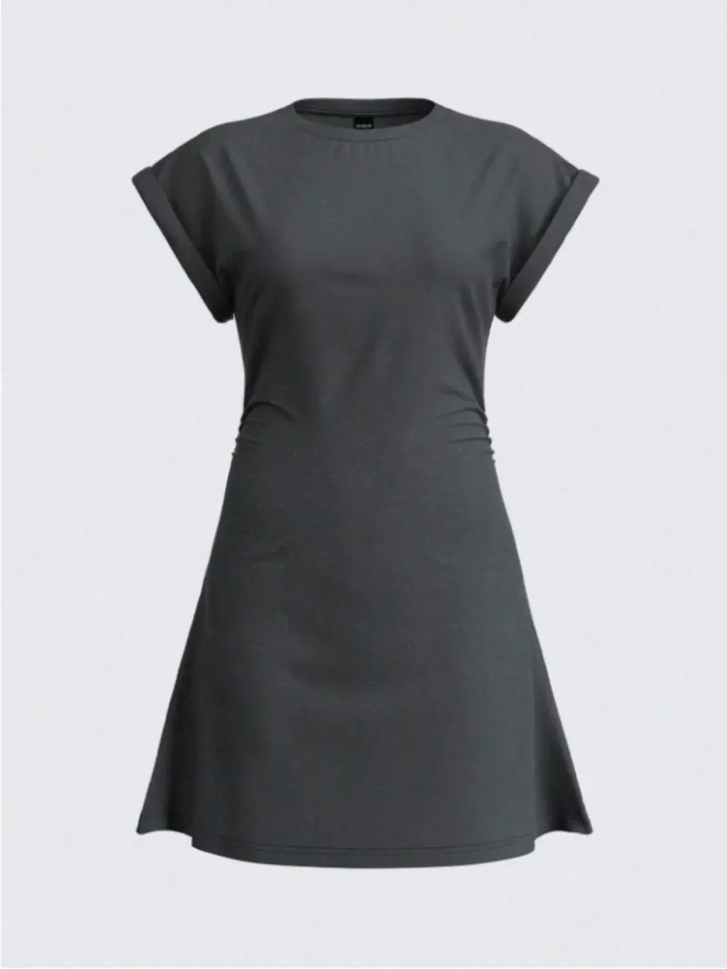 Round Neck Short Sleeve Mini Tee Dress.