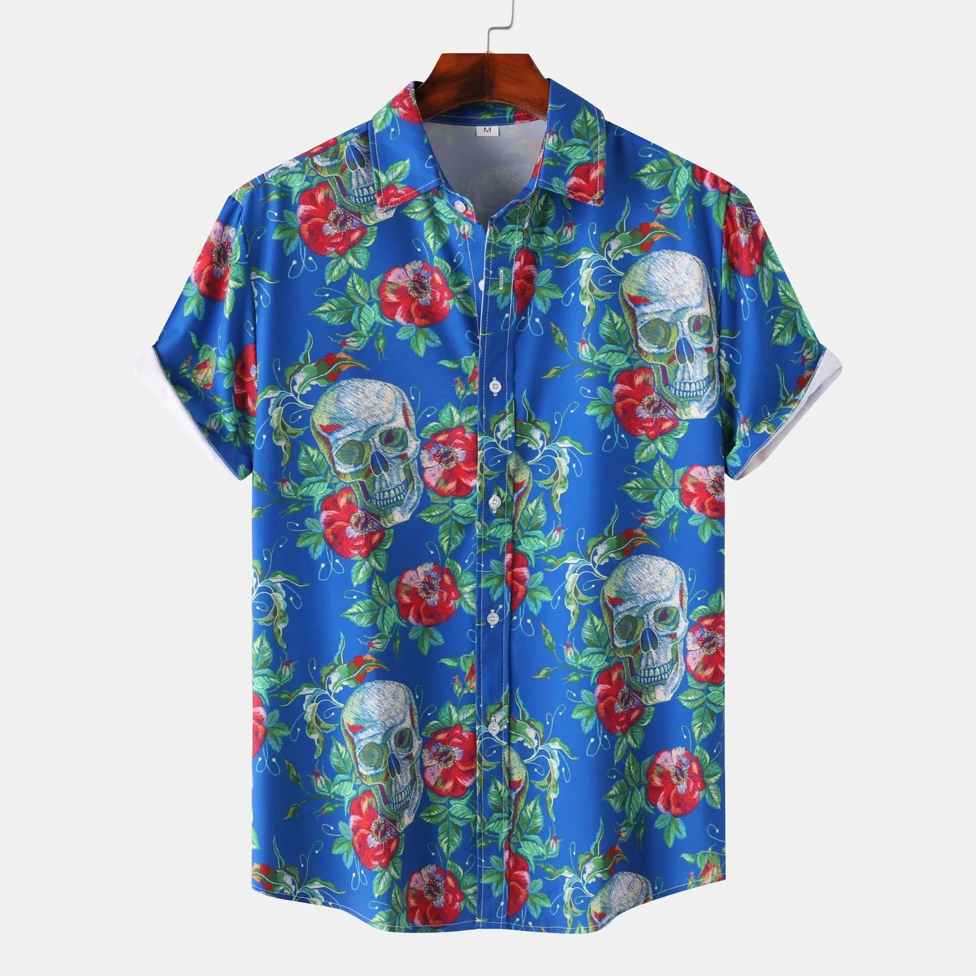 Men's Full Size Printed Short Sleeve Casual Shirt Plus Size.