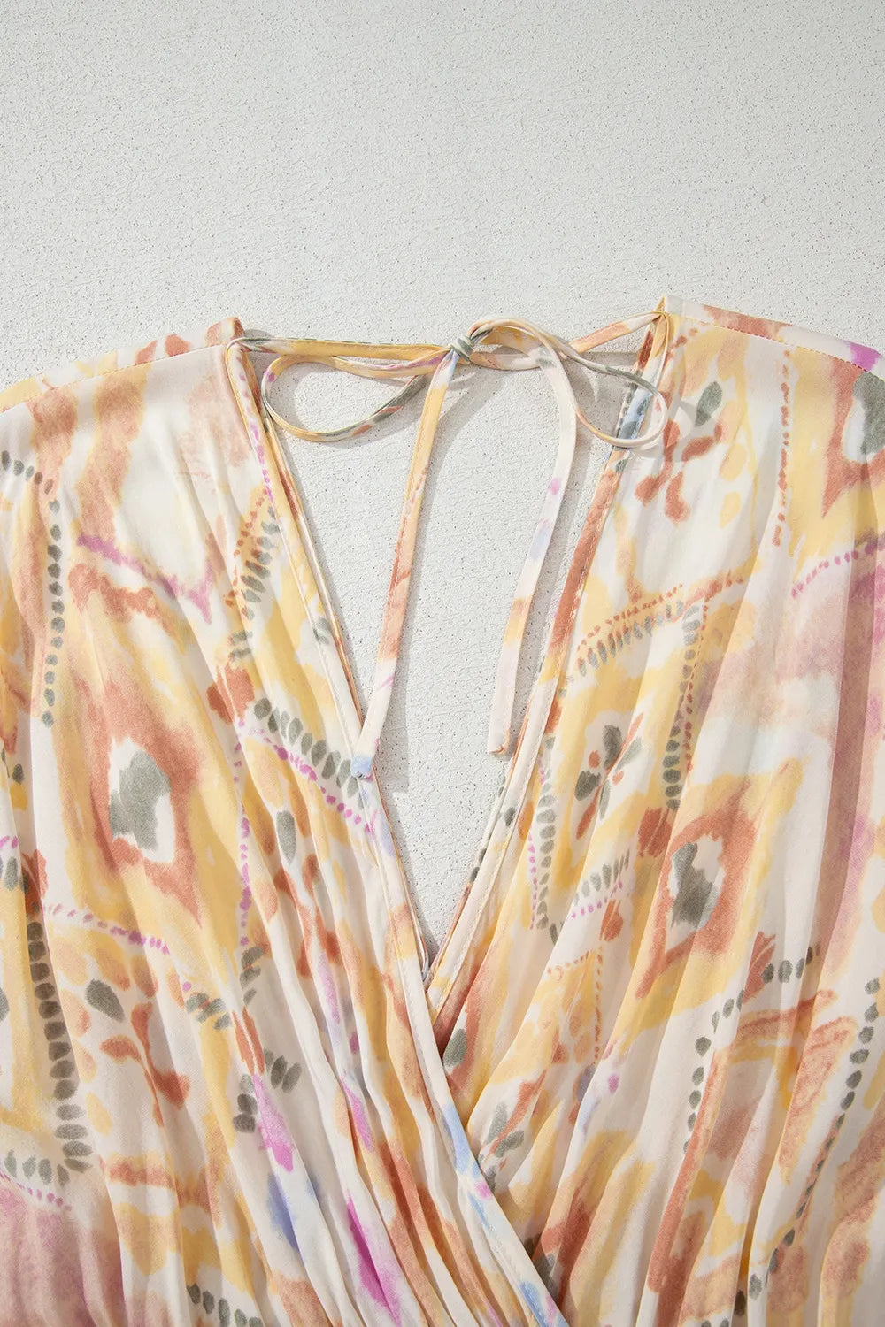 Half Sleeve Shirred High Waist Maxi Dress.