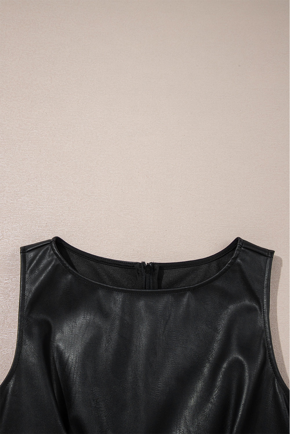 Black Vegan Leather Sleeveless Mini Dress Dear-Lover Dropshipping