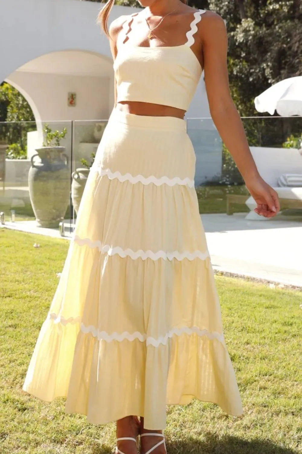Contrast Trim Cami and Maxi Skirt Set - CHIC TB