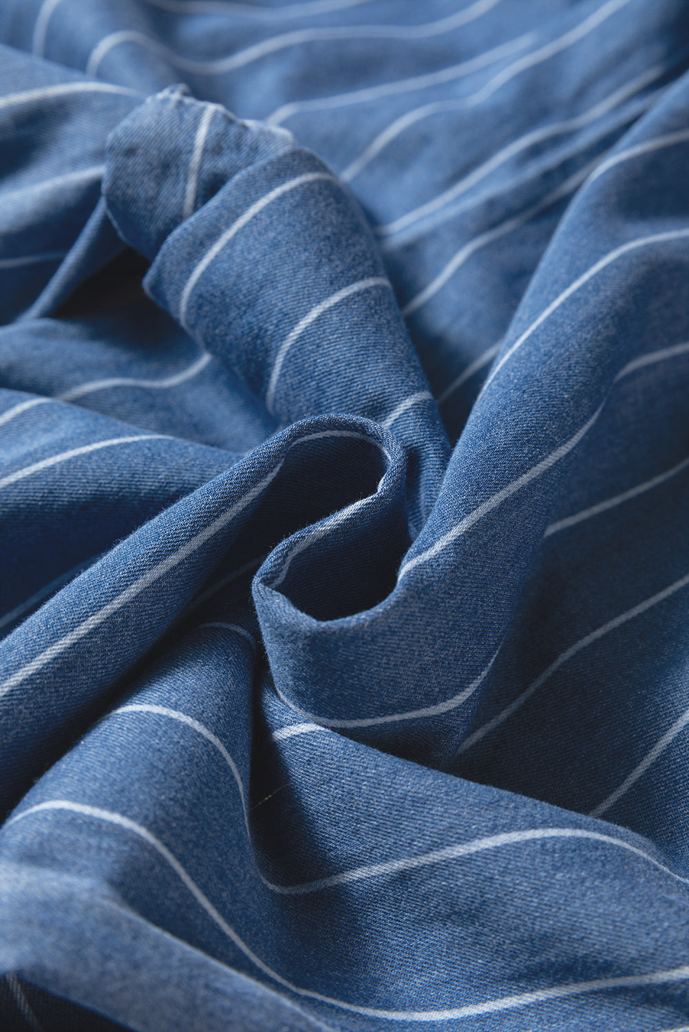 Blue Stripe Chambray Wide Leg Tied Elastic Waist Trousers Dear-Lover Dropshipping