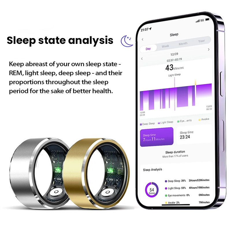 New Smart Ring for Men & Women. Tracks Heart Rate, Blood Oxygen, Sleep. 5ATM Waterproof Fitness Tracker