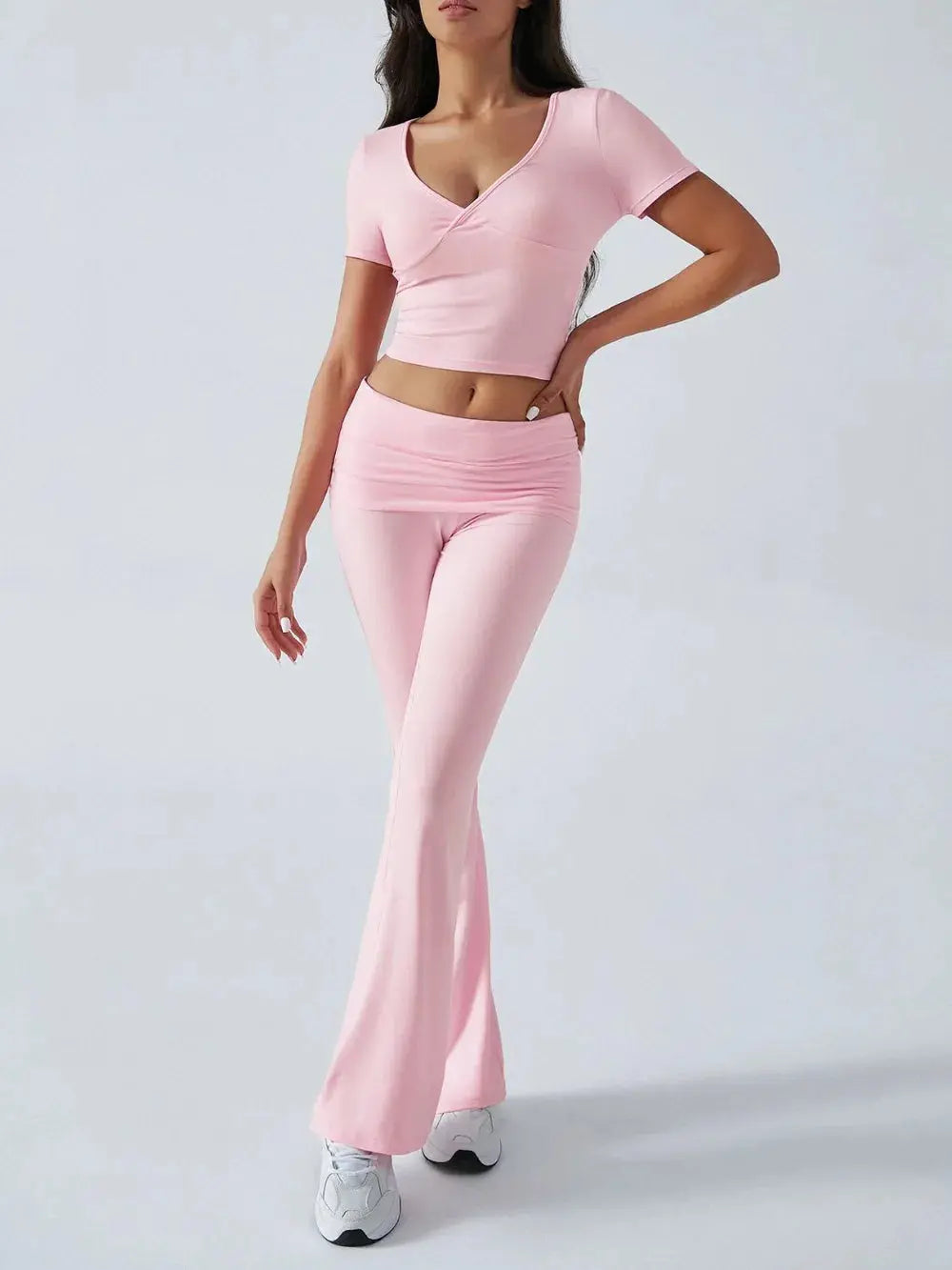 Devine Short Sleeve Top and Bootcut Legging Set.