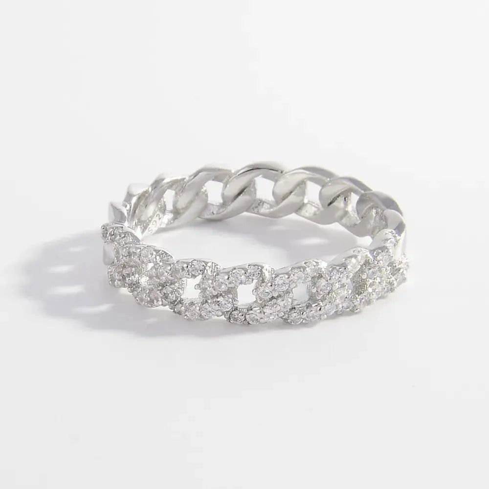 925 Sterling Silver Inlaid Zircon Ring.