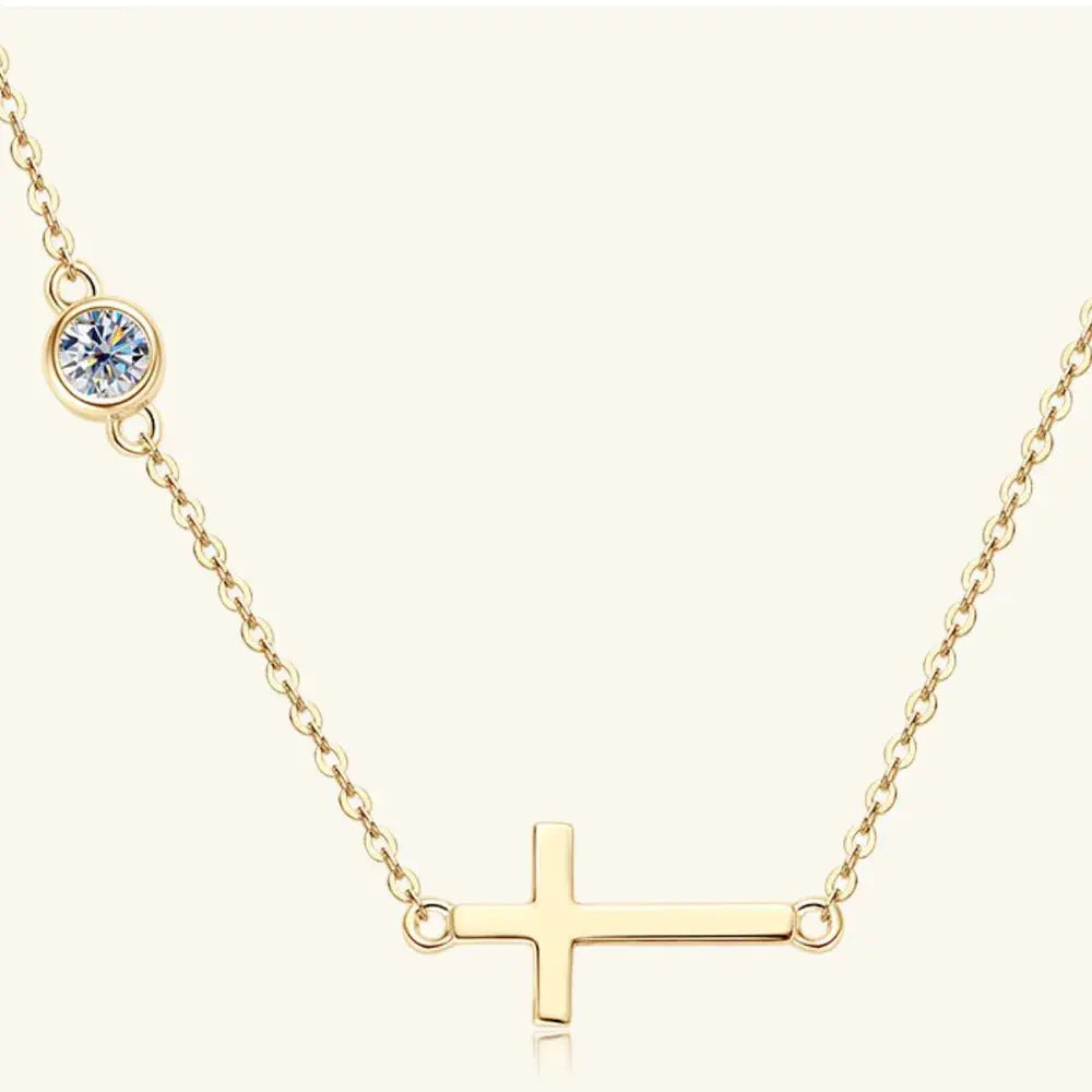 Cross 925 Sterling Silver Moissanite Necklace.