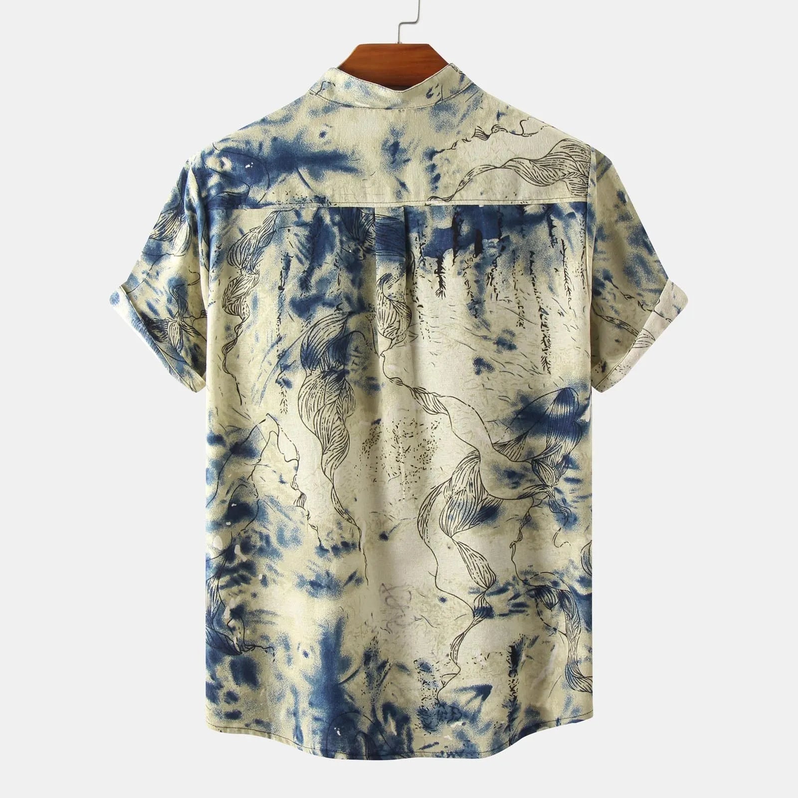 Men's Vintage Print Short Sleeve Shirt.