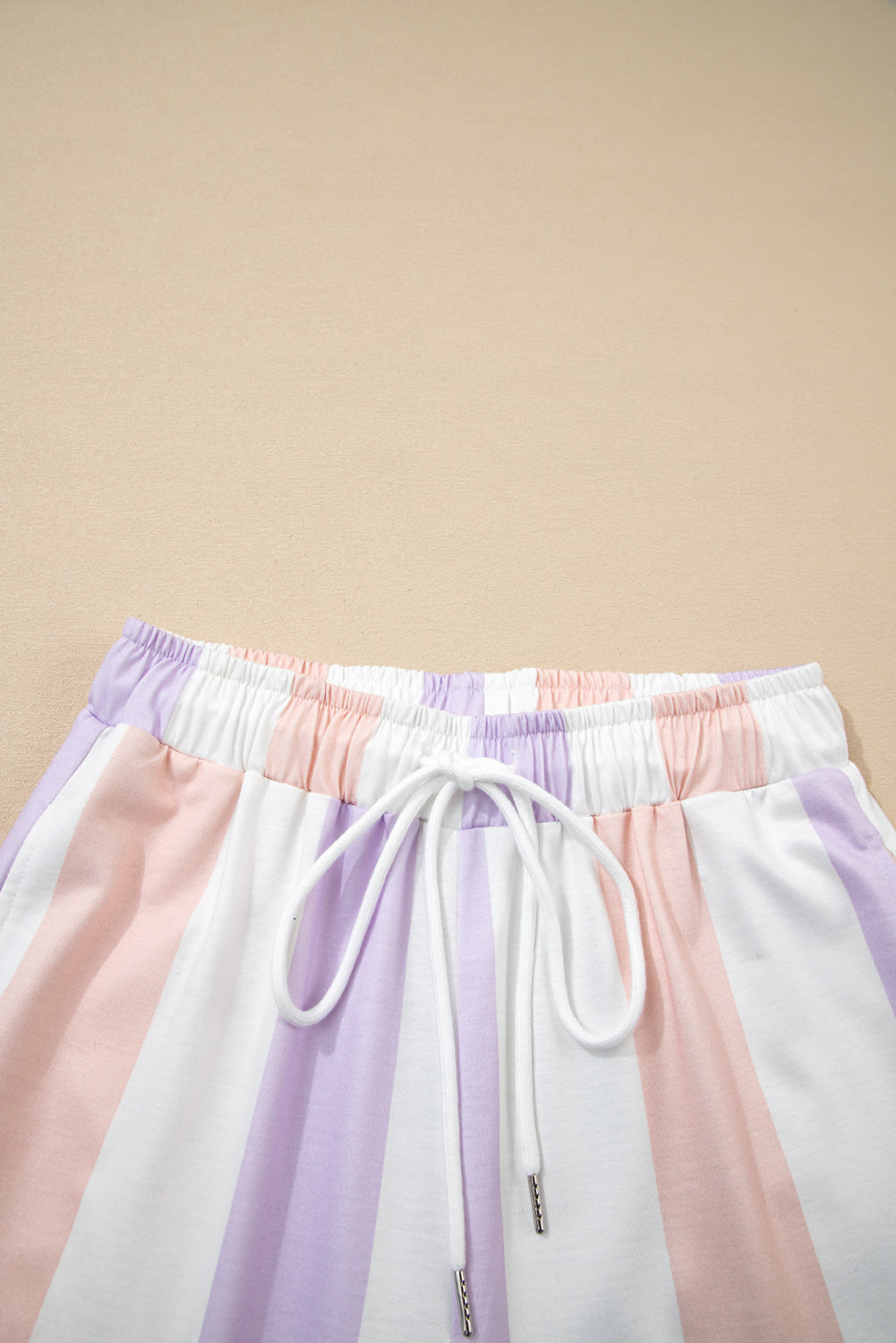 Purple Stripe Multicolored Print Drawstring Loose Pants with Side Pockets Dear-Lover Dropshipping