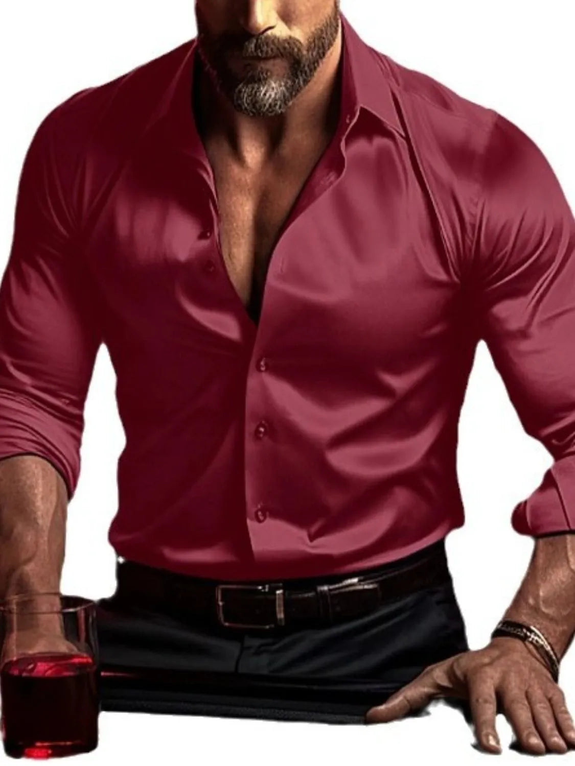 Men's Full Size Collared Neck Long Sleeve Shirt Plus Size.