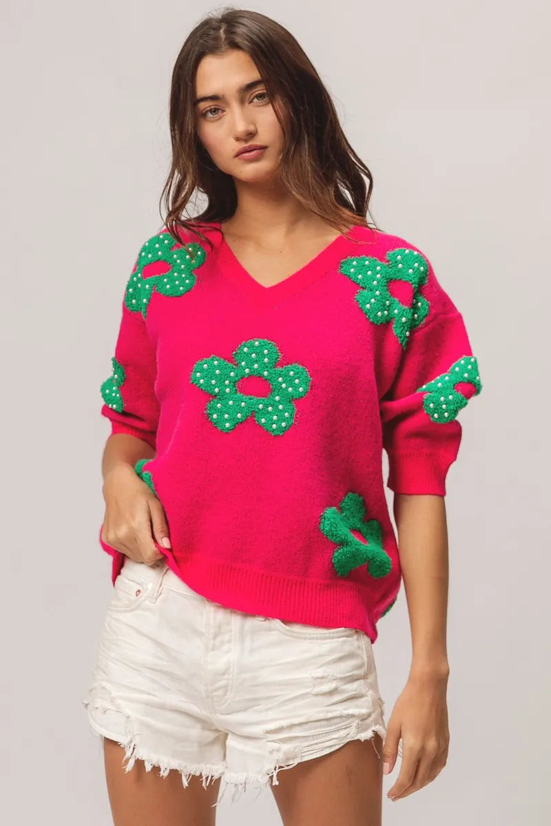 Flowers Sweater Top.