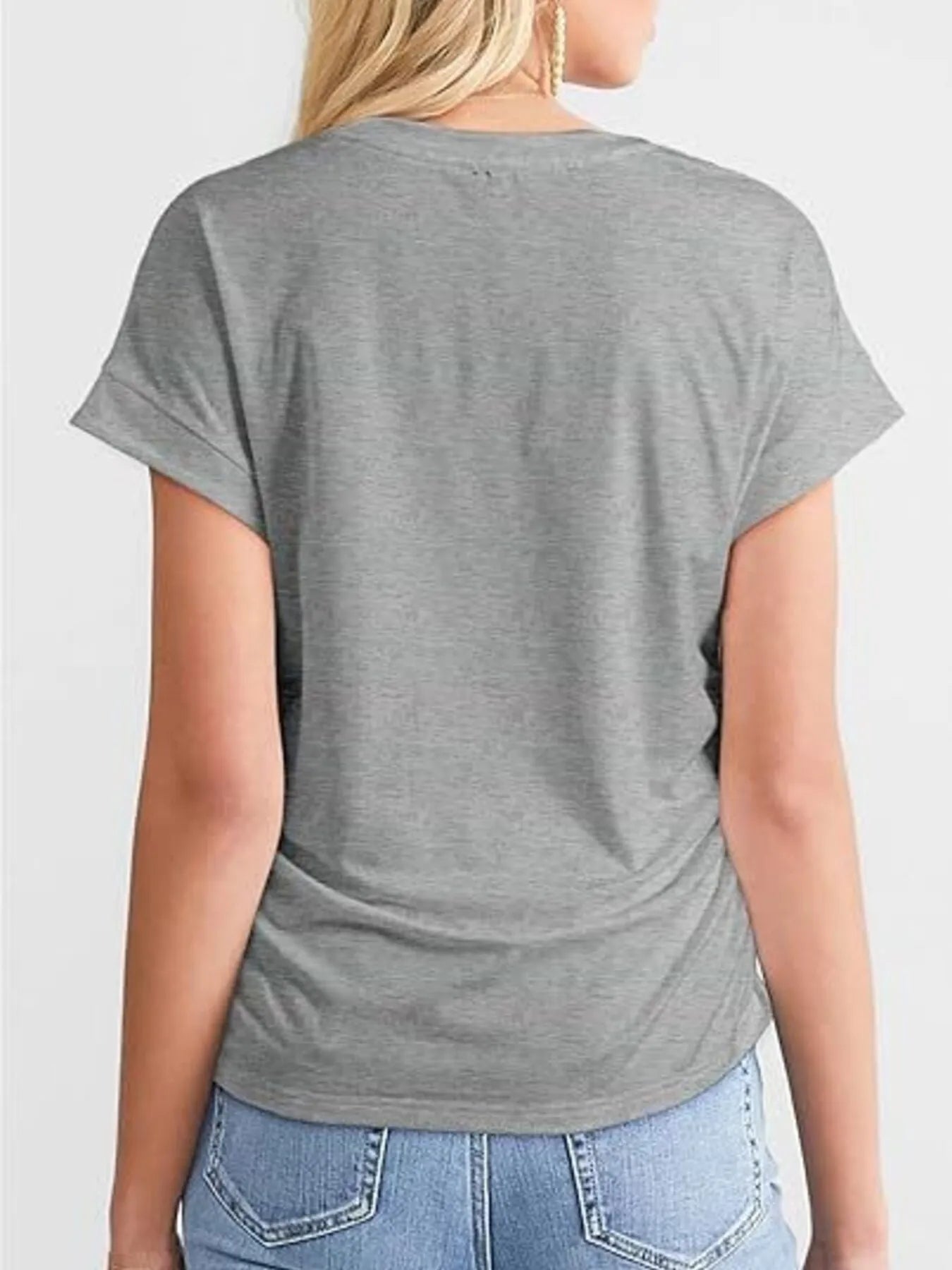 Round Neck Short Sleeve women  T-Shirt.
