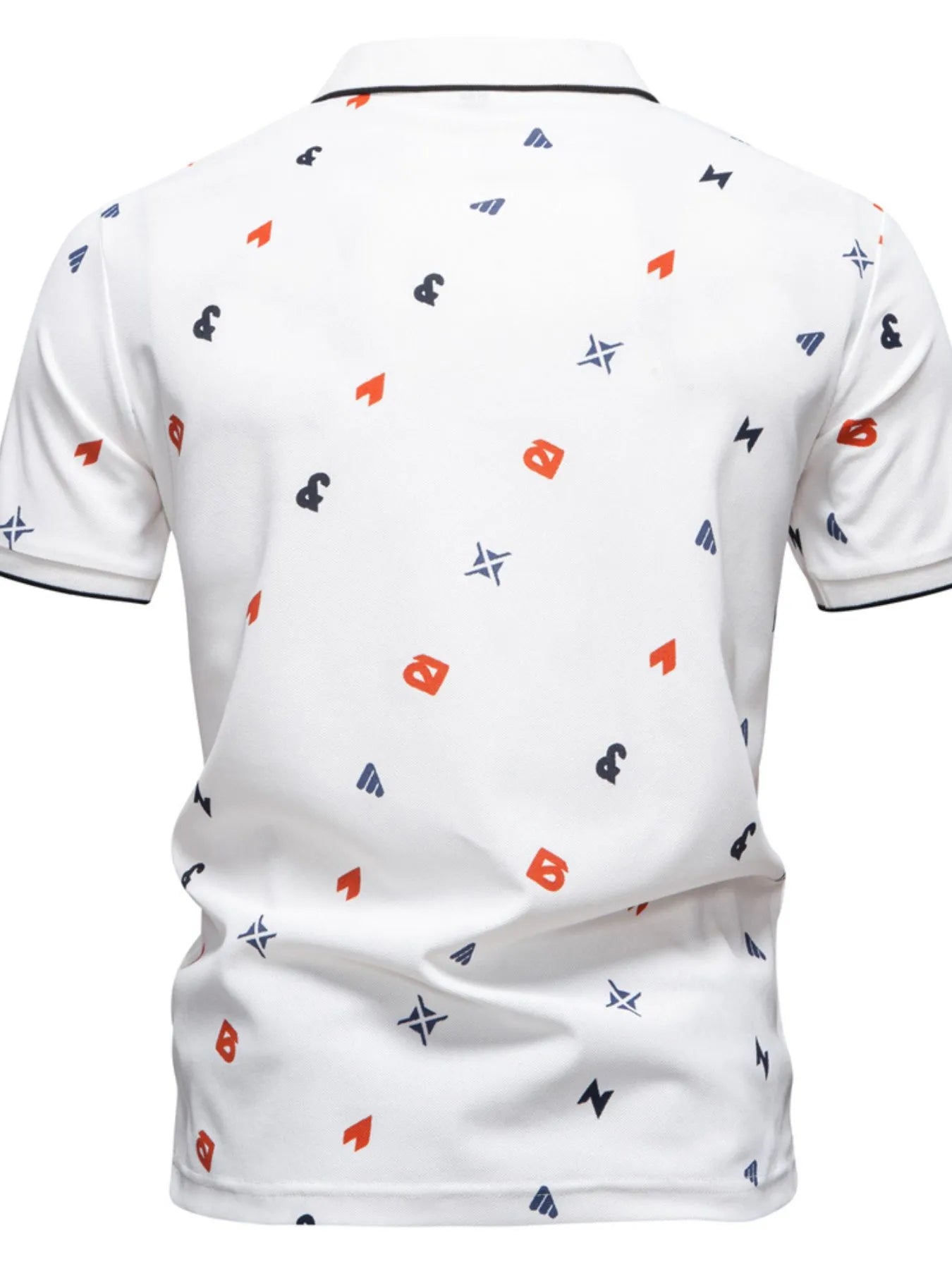Men's Geometric Print Short Sleeve Polo Shirt.
