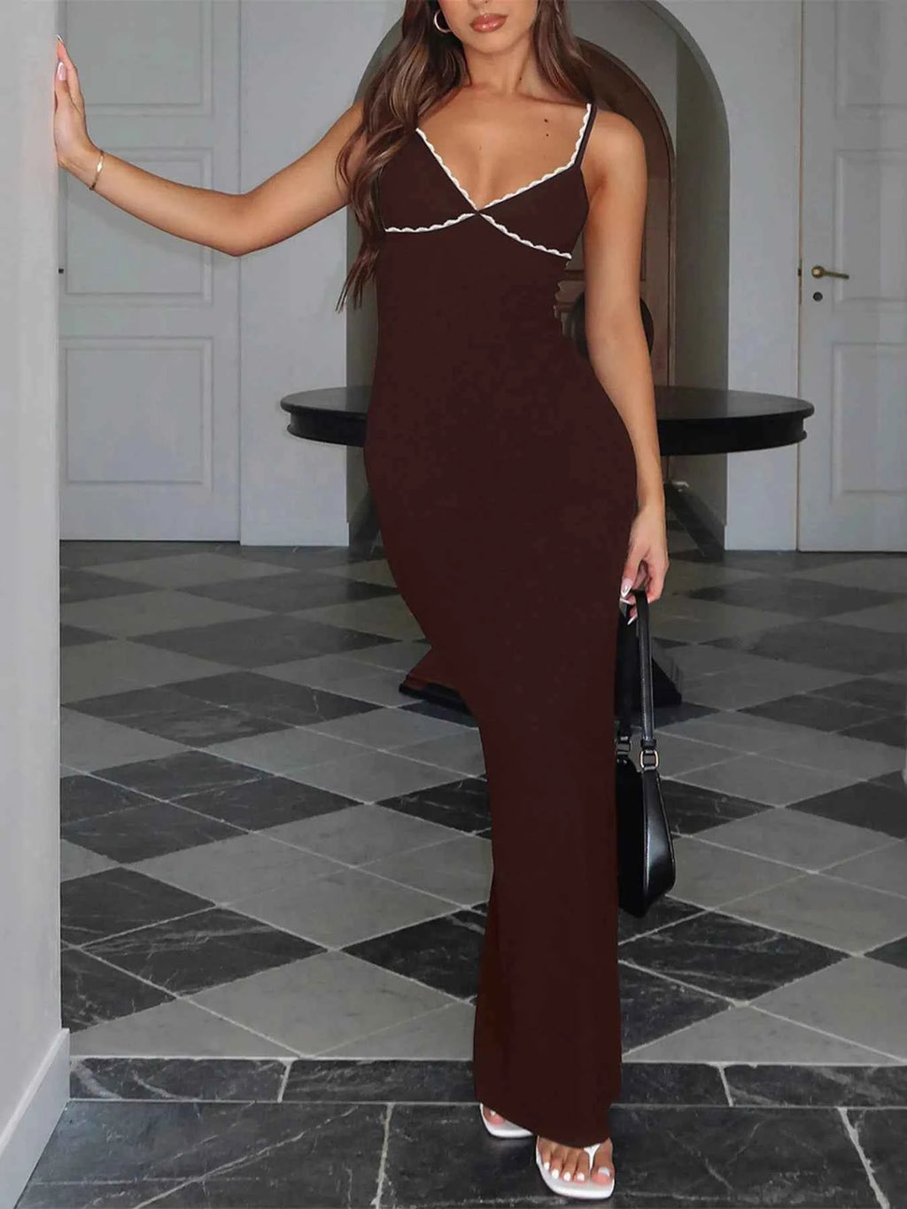 Lace Detail Slim Fit Bodycon Maxi Dress