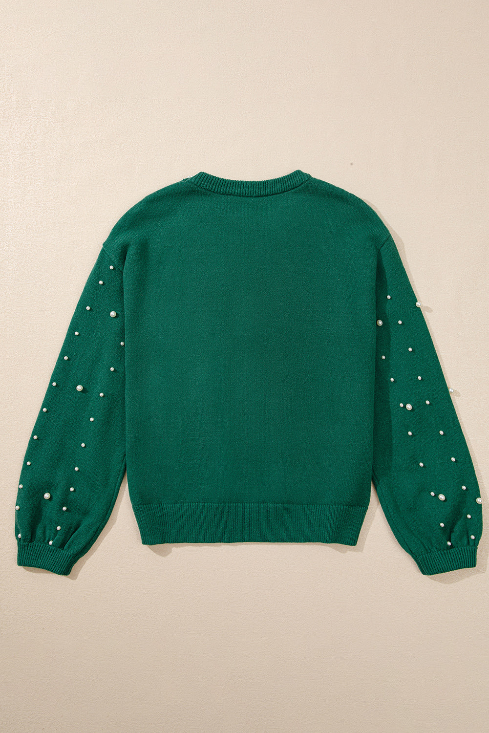 Evergreen Pearled Drop Shoulder Round Neck Sweater Dear-Lover Dropshipping