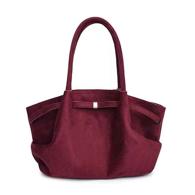 Women's Suede Velvet Tote Bag — Large Capacity Retro Commuter Handbag