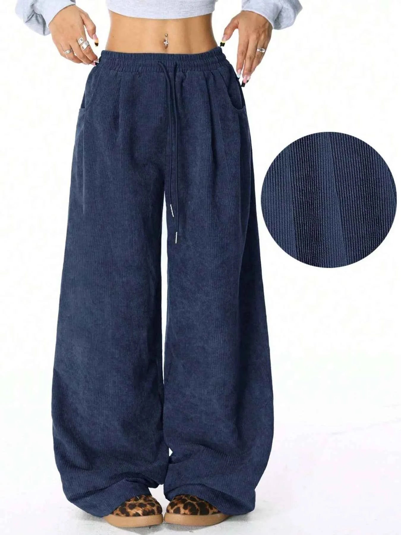 Drawstring Wide Leg Pants.