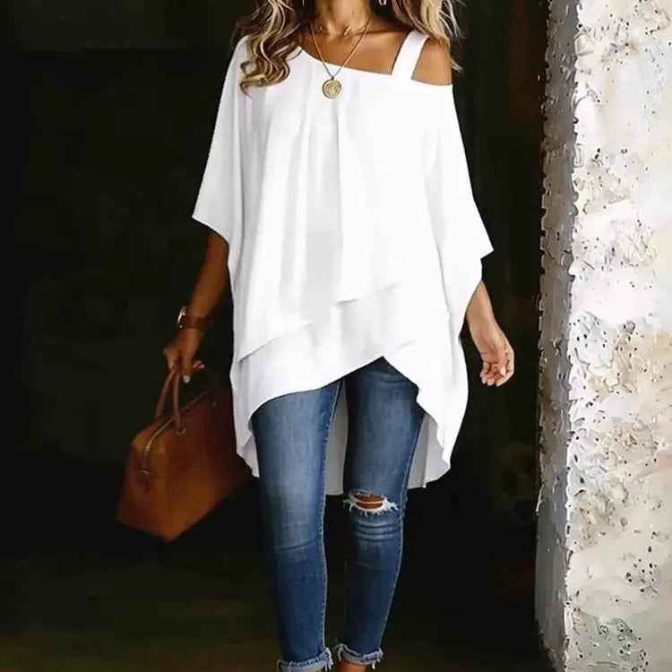 New Solid-color Patchwork Casual Top With A Shoulder Strap