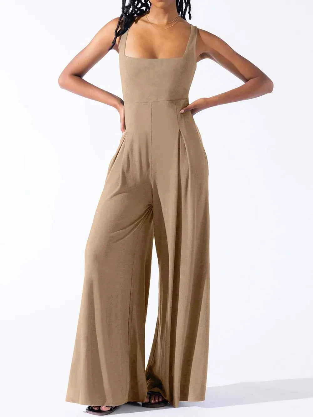 Square Neck Wide Strap Jumpsuit