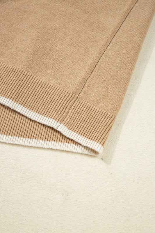 Ava Cuff Contrast Trim Sweater