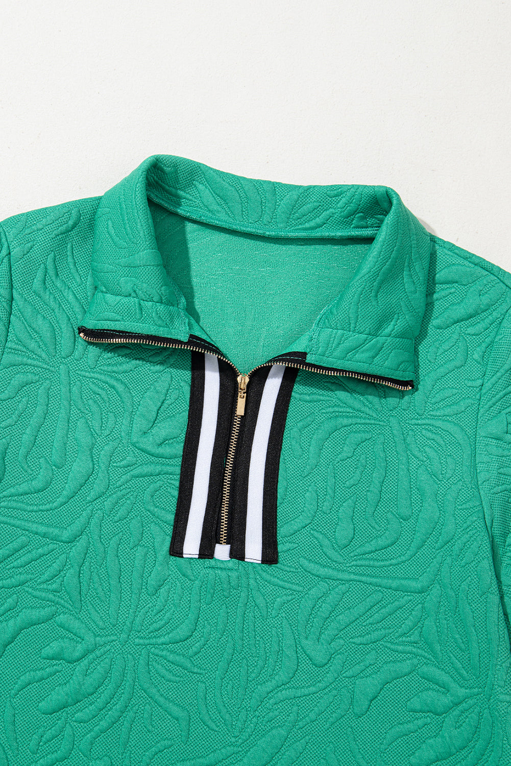 Sea Green Jacquard Textured Quarter Zipper Shift Mini Dress Dear-Lover Dropshipping