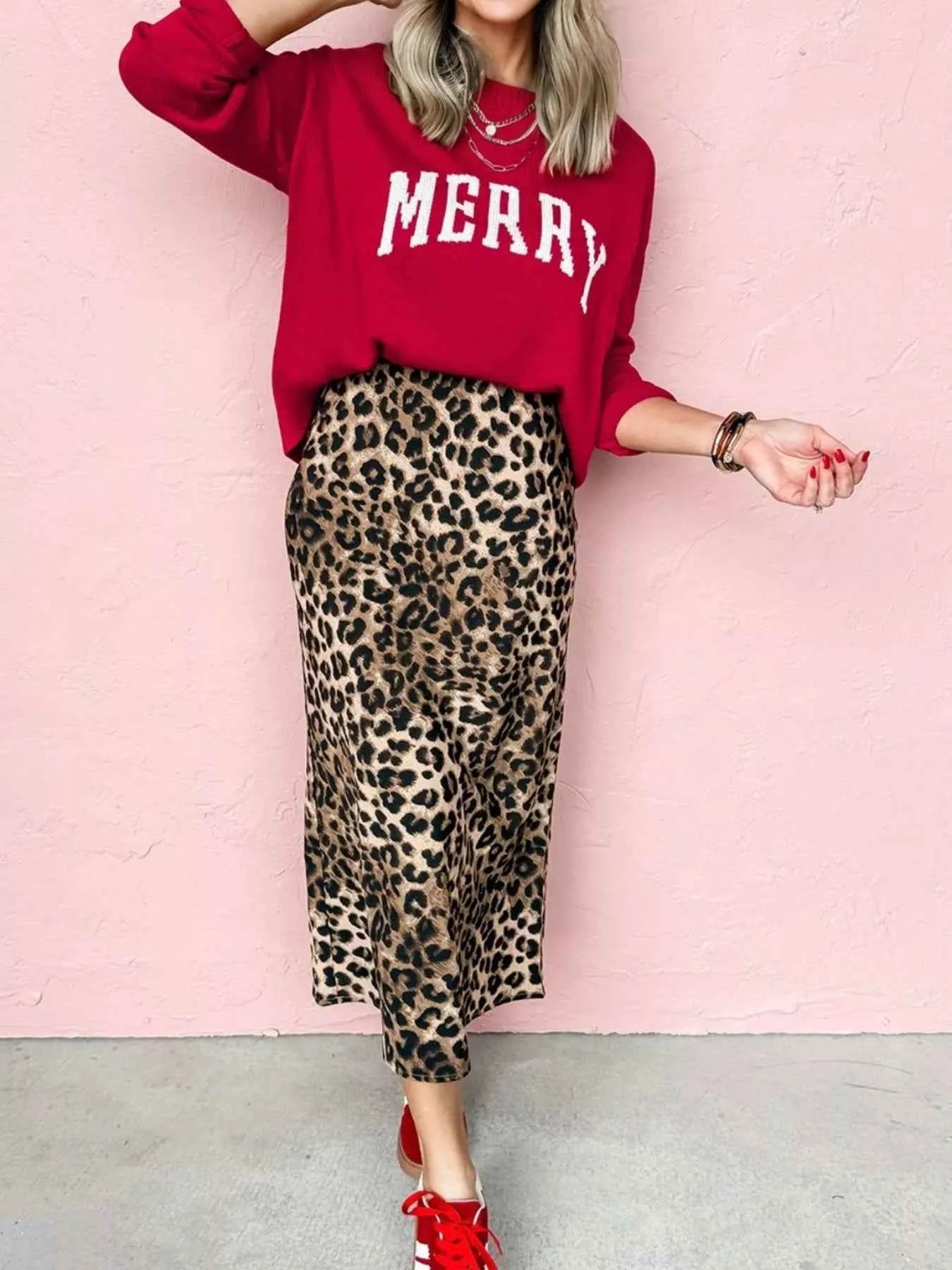 MERRY Letter Pattern Christmas Baggy Sweater