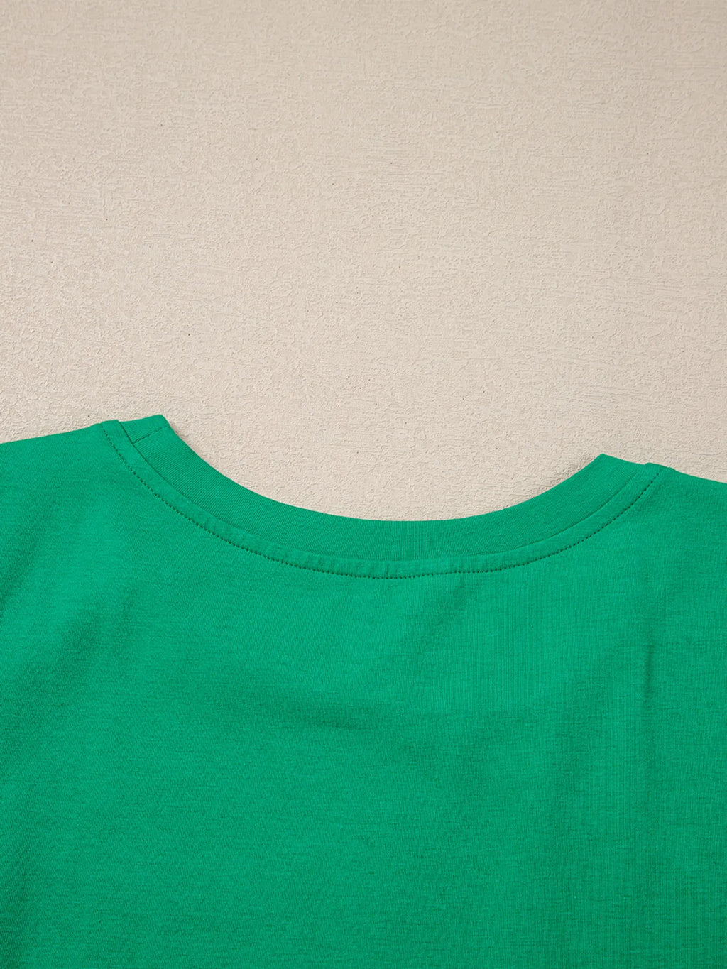 Ruffled Sleeve Slim Fit Crew Neck Top.