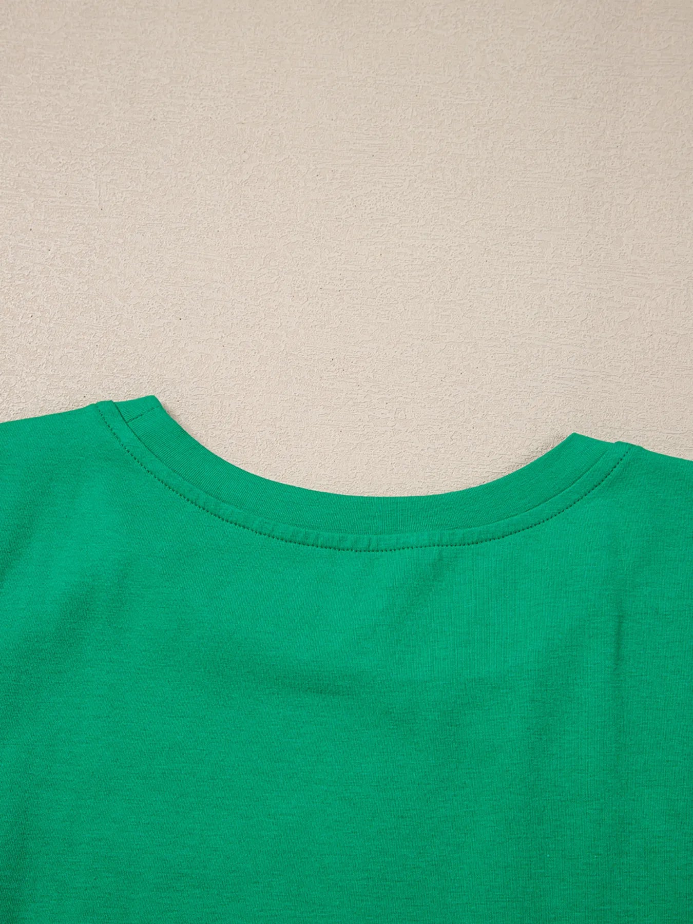 Ruffled Sleeve Slim Fit Crew Neck Top.