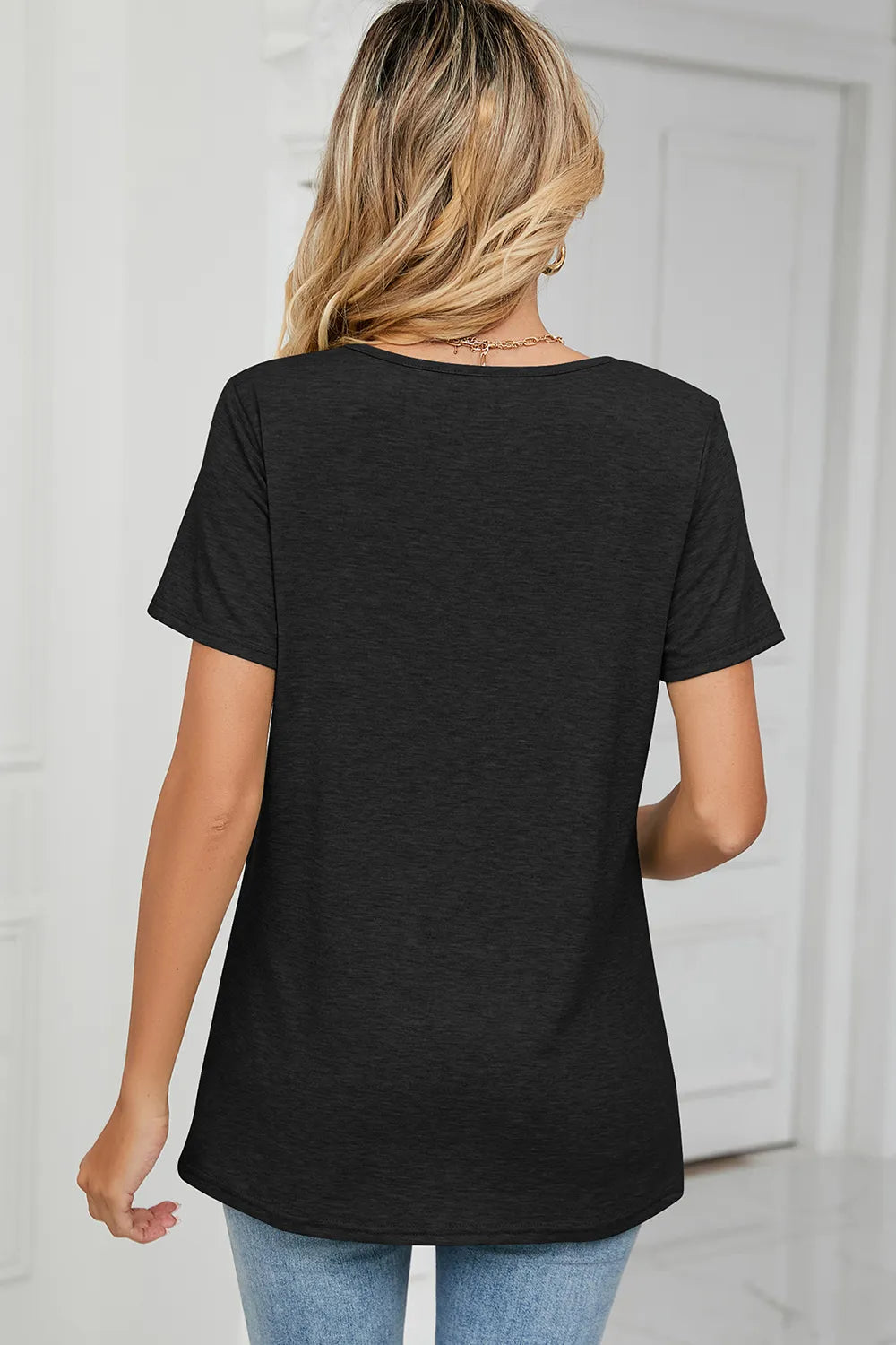 Ruched Heathered Short Sleeve T-Shirt.