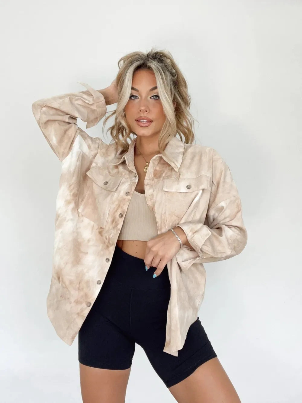 Tie-Dye Button Up Long Sleeve Shirt.