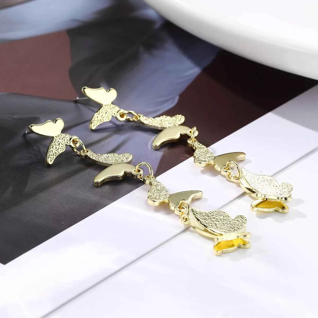 18K Gold-Plated Alloy Butterfly Earrings