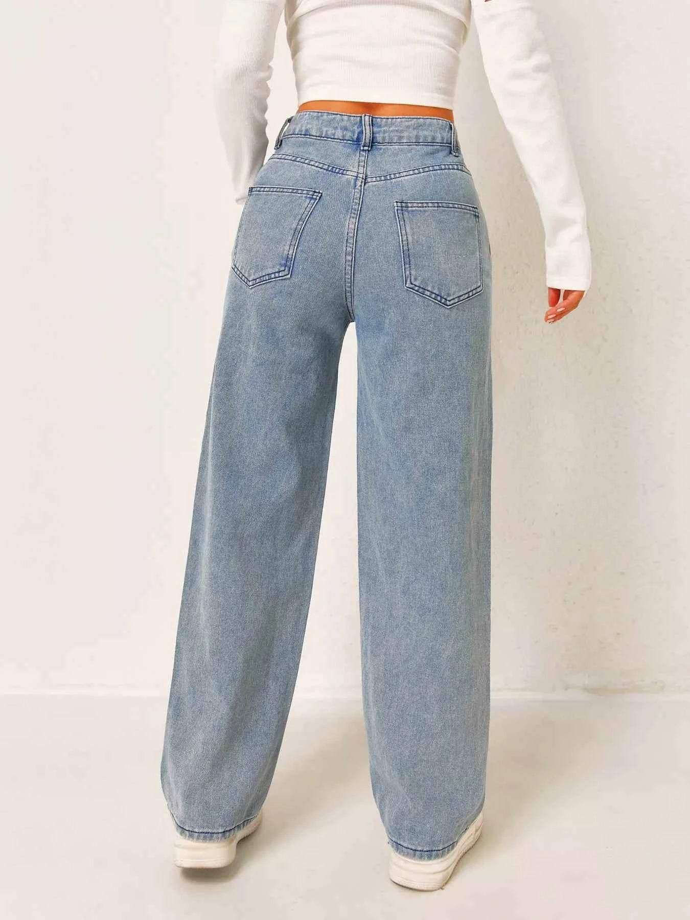 Star High Waist Wide Leg Jeans