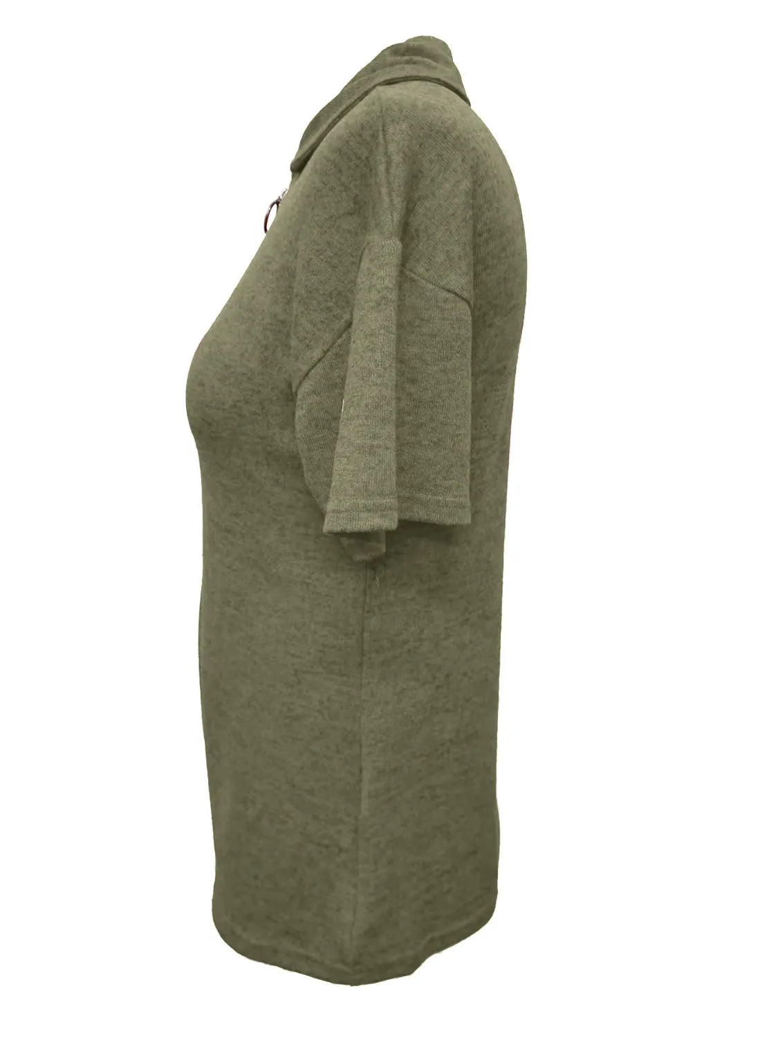 Zip Collar Short Sleeve Top.