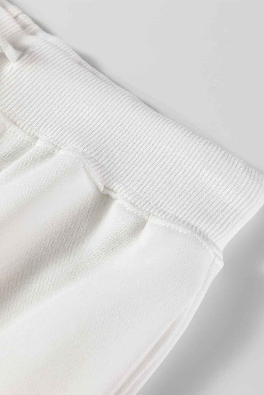 Beige Striped Drop Shoulder Round Neck Pullover and Jogger Pants Active Outfit