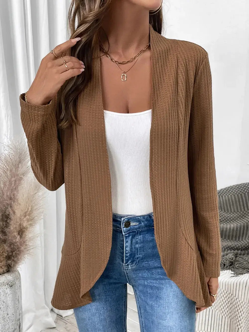 Open Front Long Sleeve Cardigan.