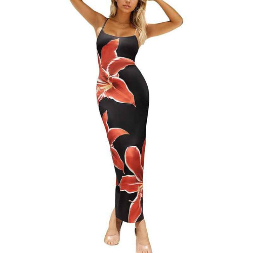 Bodycon Printed Strap Dress European And American Style