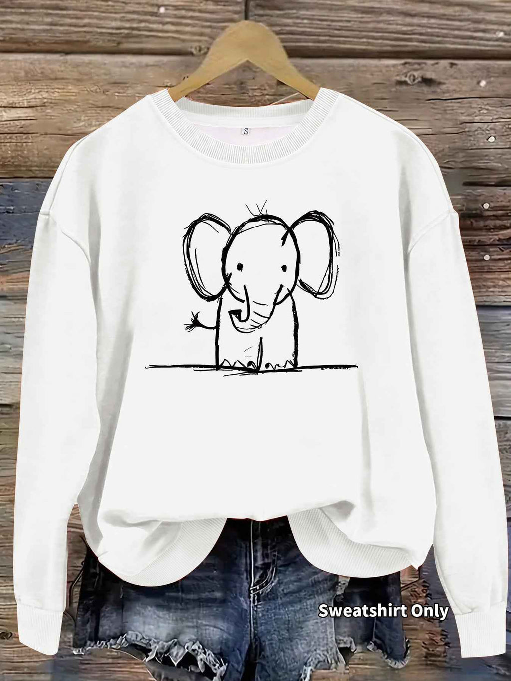 Pencil drawn elephant print hoodie