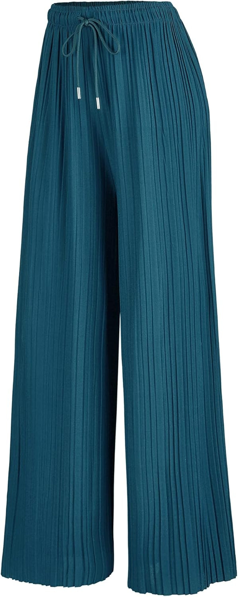 Made by Johnny Women'S Pleated Wide Leg Palazzo Pants with Drawstring