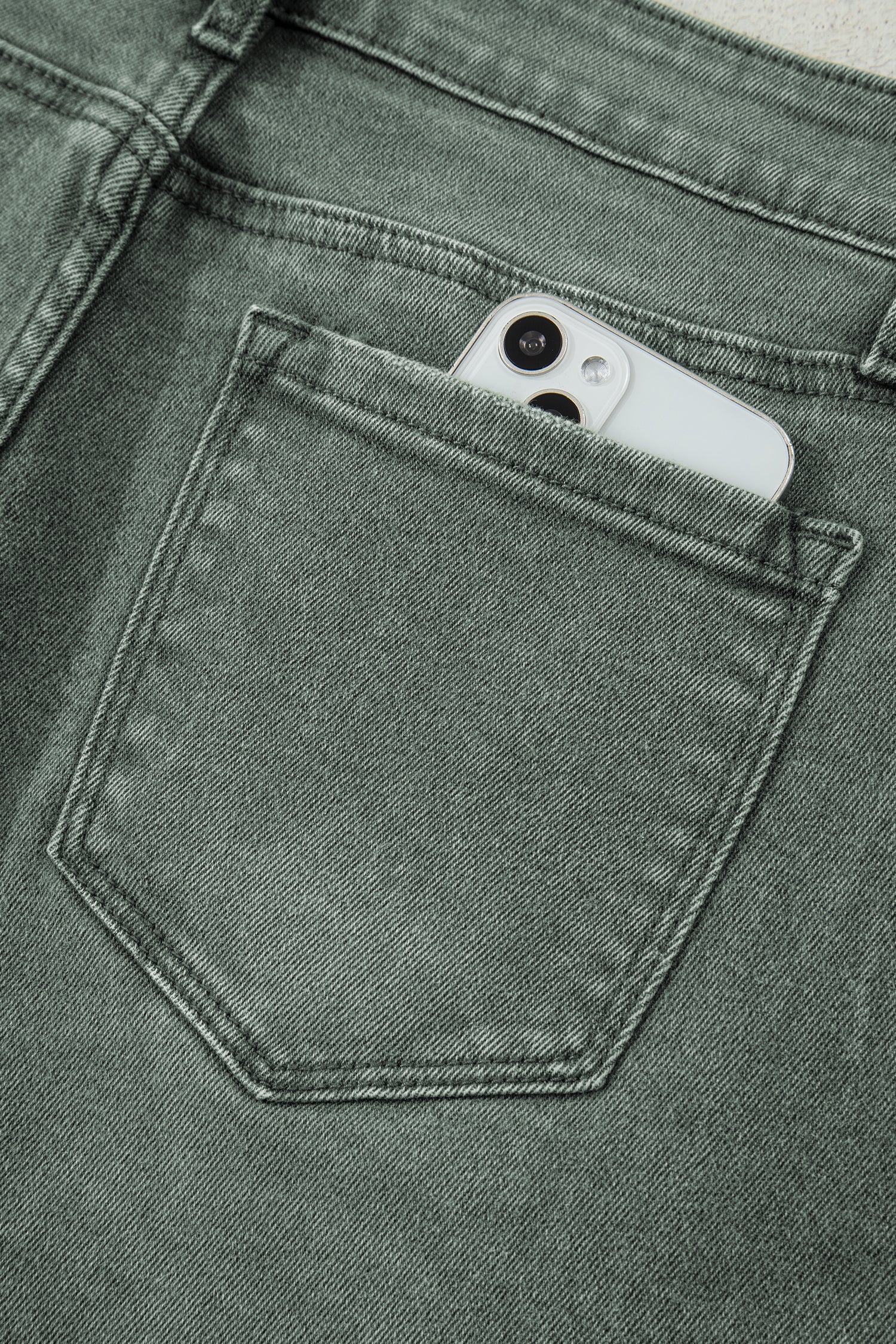 Four Leaf Clover Slight Distressed Raw Edge Wide Leg Jeans