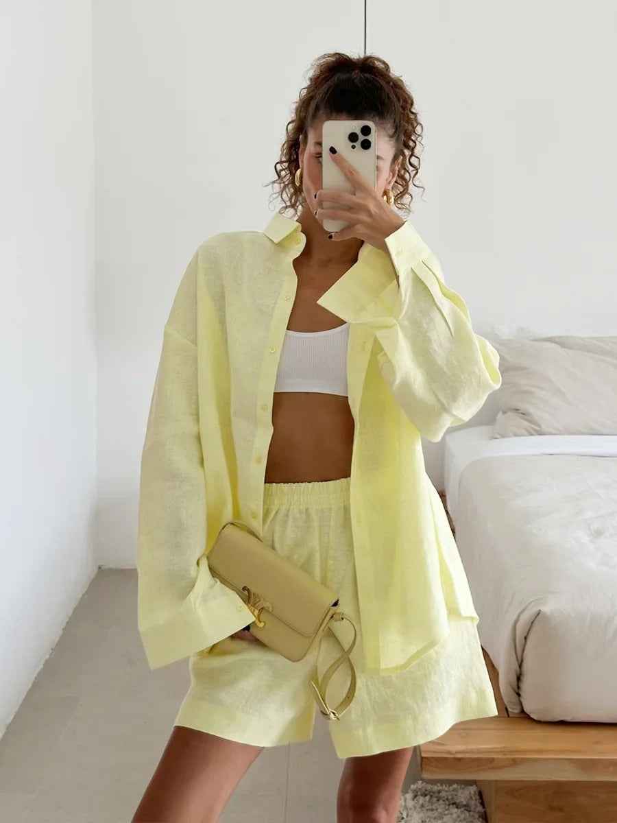 New Spring Summer Loose Long-Sleeve Shirt And Casual Suit For Women From Europe And The US