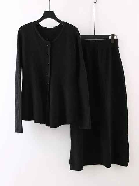 Popular Salt Series Light Mature High Grade Red Fragrant Knitted Shirt with Skirt Two Piece Set