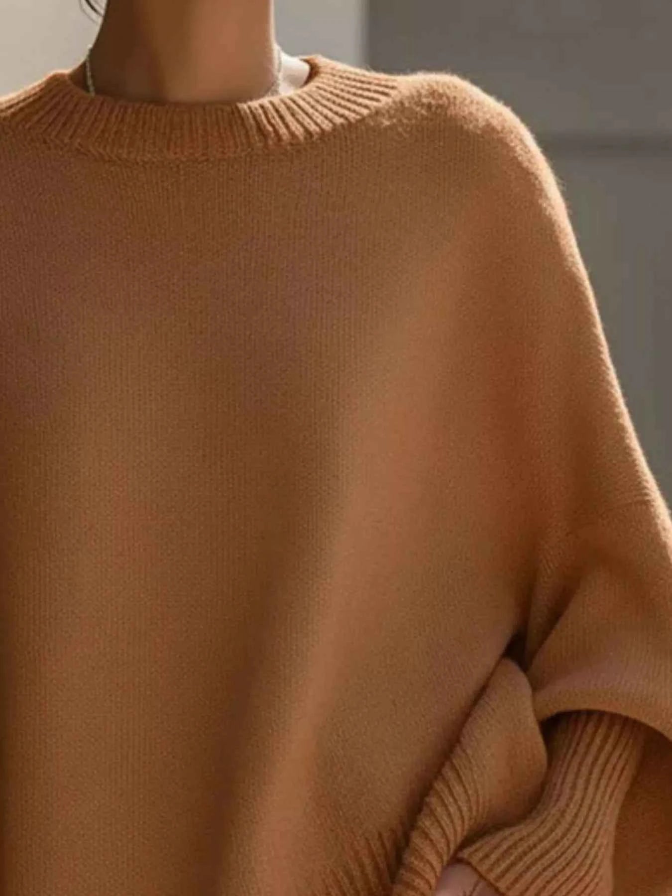 Oversized Batwing Sleeve Round Neck Sweater